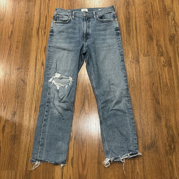 Citizens of Humanity Jeans Womens 28 Daphne Crop Blue High Rise COH Distressed - Picture 1 of 13